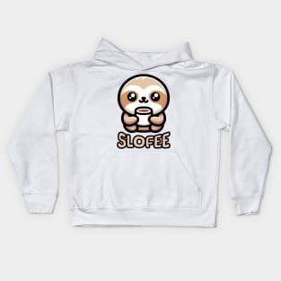 Slofee! Cute Coffee Sloth Pun Kids Hoodie